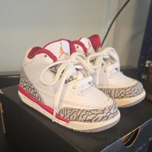 Jordan Kids' White and Red Sneakers with Elephant Print